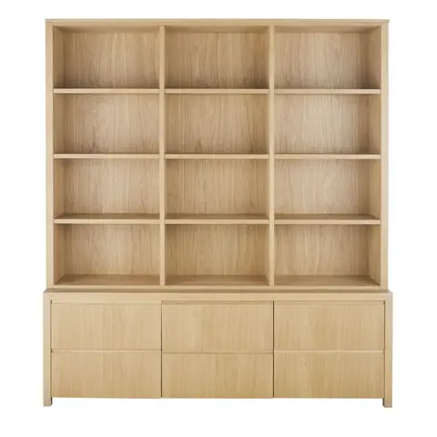 Bibliothèque en placage chêne, L195 cm