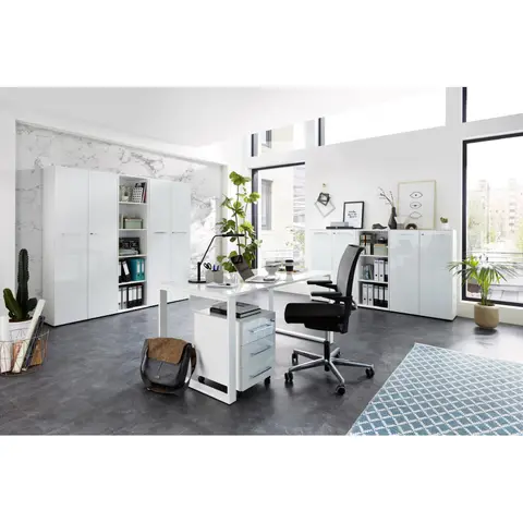 Ensemble de bureau moderne Monza Blanc — Blanc