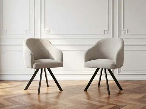 Lot de chaises SOPHIE texturé et pieds étoile beige