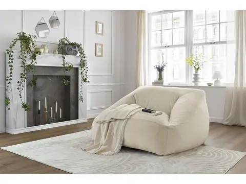 Pouf ultra moelleux LILIBET imitation fourrure blanc