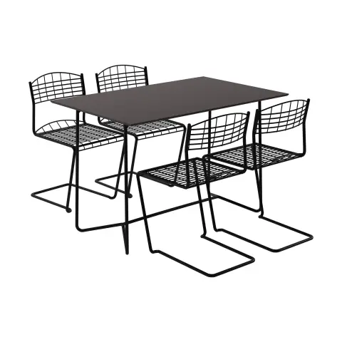 Table High tech + 4 chaises High tech black